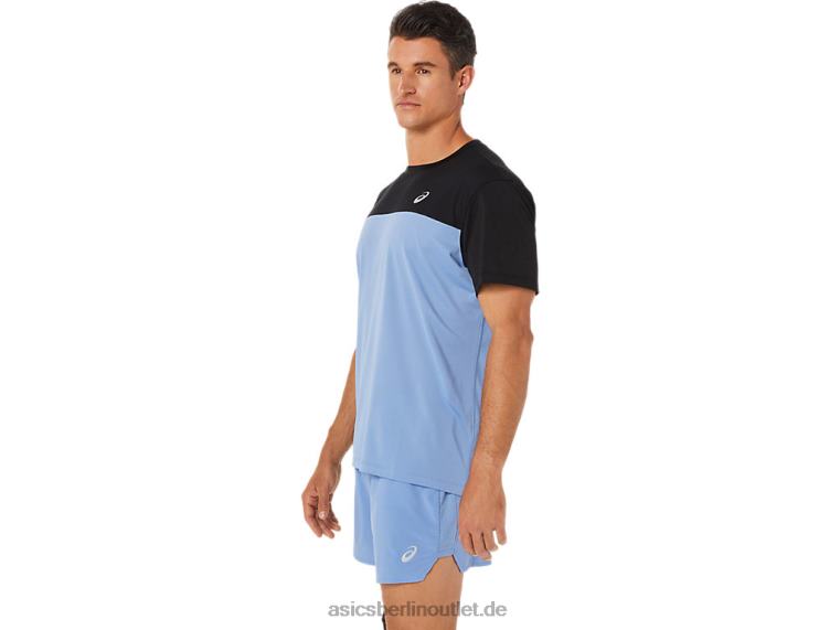 Kurzarm-Rennoberteil für Herren BL4N1320Asics Performance Schwarz/Blau-Harmonie