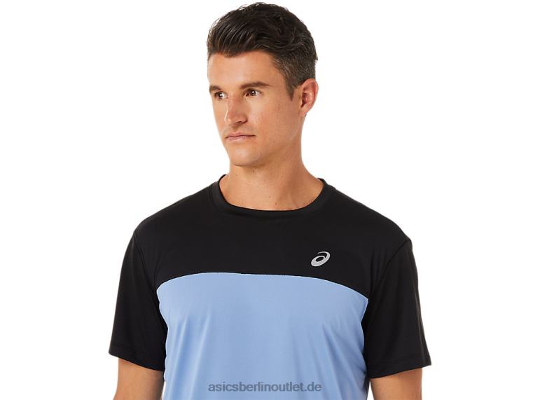 Kurzarm-Rennoberteil für Herren BL4N1320Asics Performance Schwarz/Blau-Harmonie