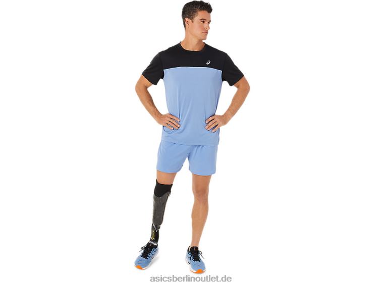 Kurzarm-Rennoberteil für Herren BL4N1320Asics Performance Schwarz/Blau-Harmonie
