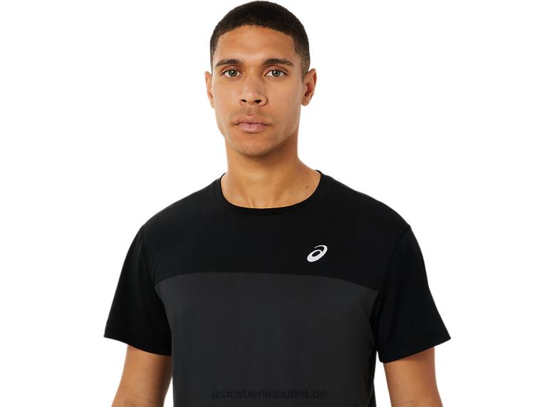 Kurzarm-Rennoberteil für Herren BL4N1396Asics Performance-Schwarz/Graphitgrau