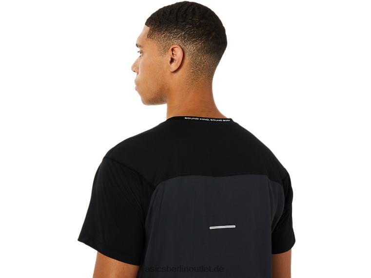 Kurzarm-Rennoberteil für Herren BL4N1396Asics Performance-Schwarz/Graphitgrau