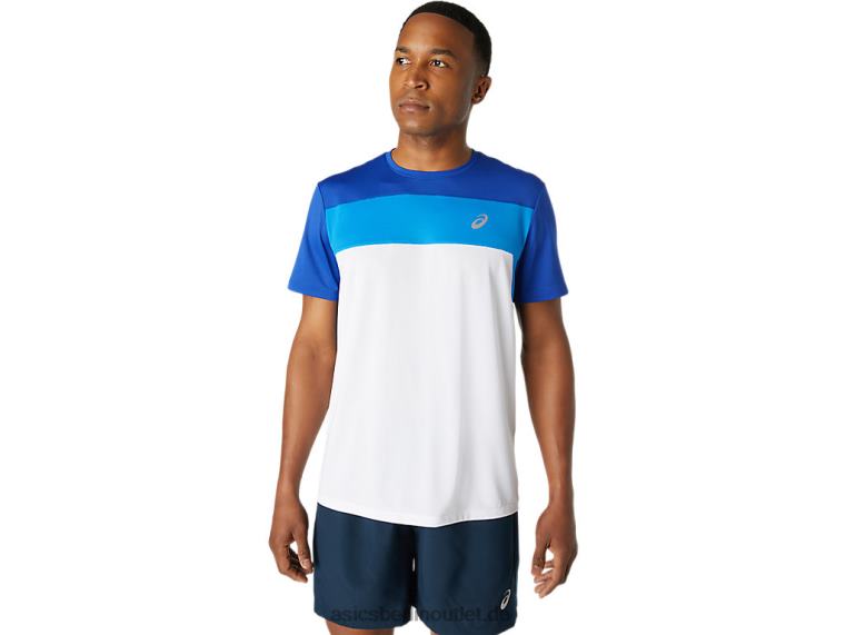 Kurzarm-Rennoberteil für Herren BL4N1745Asics Brillantweiß/Monacoblau