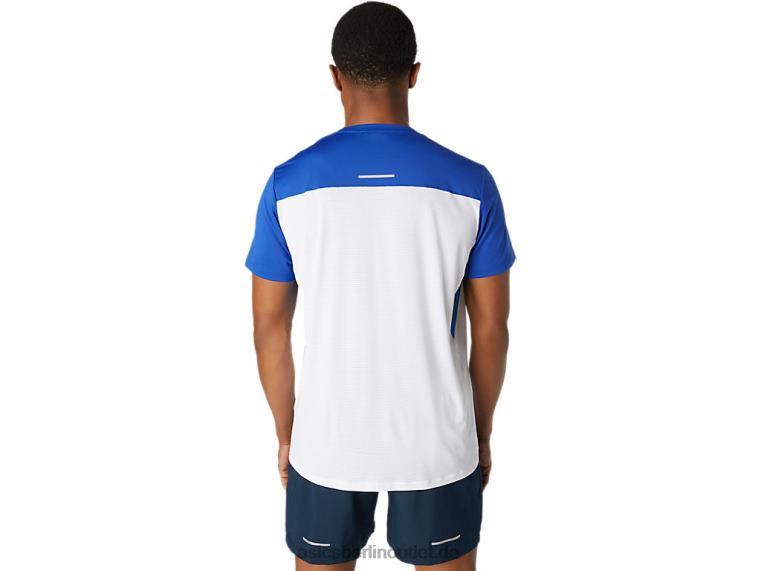 Kurzarm-Rennoberteil für Herren BL4N1745Asics Brillantweiß/Monacoblau