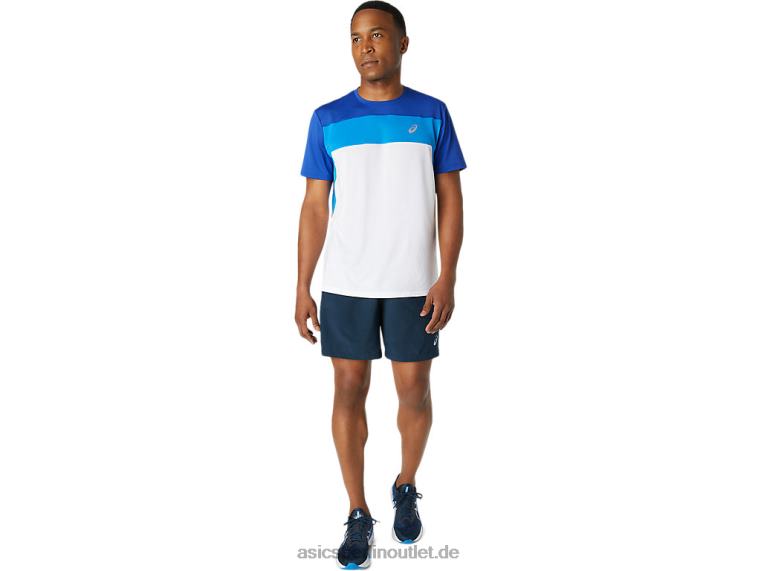 Kurzarm-Rennoberteil für Herren BL4N1745Asics Brillantweiß/Monacoblau