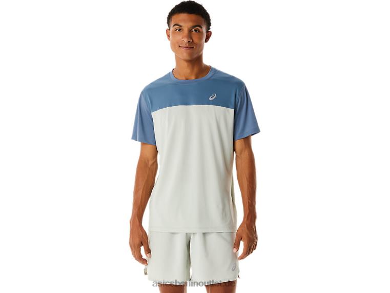 Kurzarm-Rennoberteil für Herren BL4N22Asics Stahlblau/heller Salbei