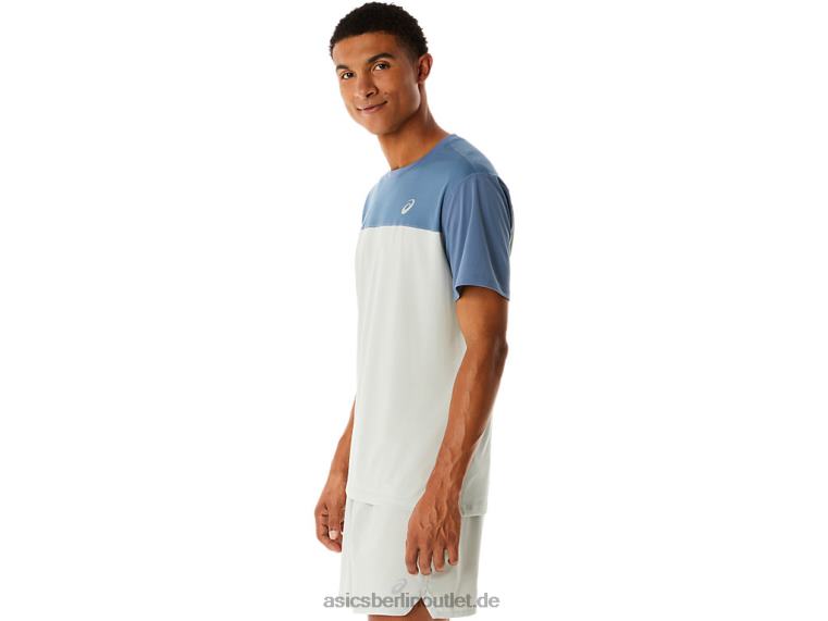Kurzarm-Rennoberteil für Herren BL4N22Asics Stahlblau/heller Salbei