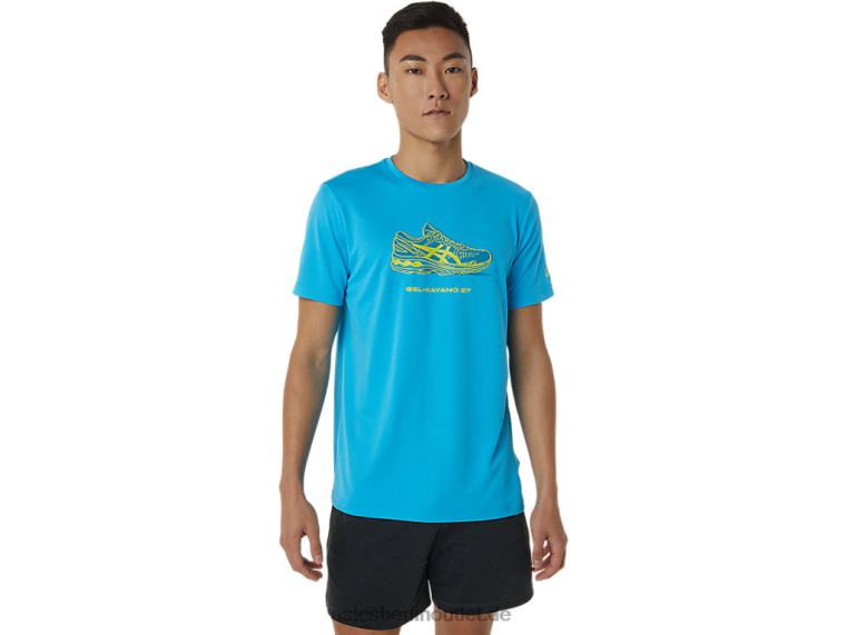 Kurzarm-T-Shirt mit Schuhgrafik BL4N1376Asics digitales Aqua