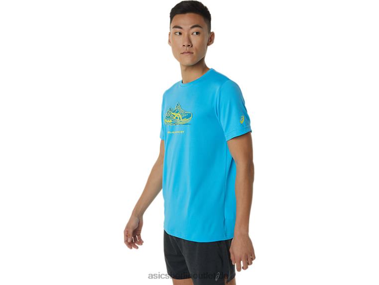 Kurzarm-T-Shirt mit Schuhgrafik BL4N1376Asics digitales Aqua