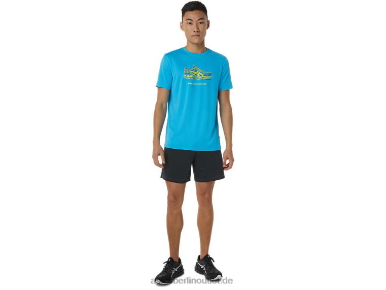 Kurzarm-T-Shirt mit Schuhgrafik BL4N1376Asics digitales Aqua