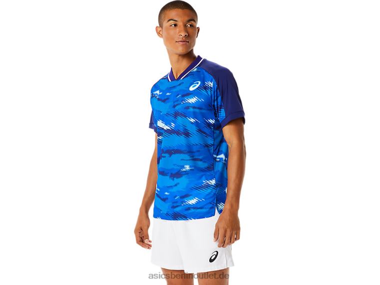 Kurzarm-Top mit Match-Grafik für Herren BL4N1076Asics tauchblau