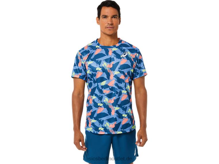 Kurzarm-Top mit Match-Grafik für Herren BL4N1506Asics helles Indigo