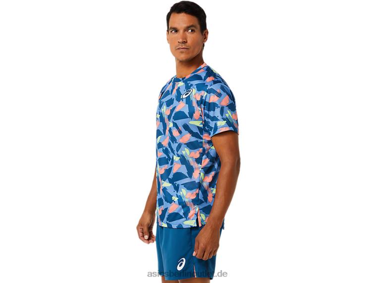Kurzarm-Top mit Match-Grafik für Herren BL4N1506Asics helles Indigo