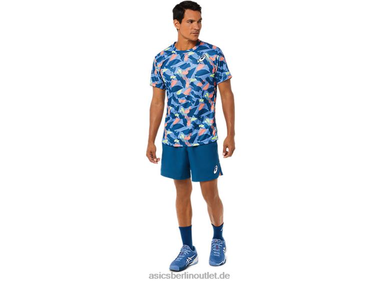 Kurzarm-Top mit Match-Grafik für Herren BL4N1506Asics helles Indigo