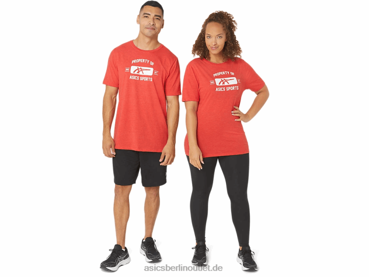 Kurzarmeigenschaft eines Sport-T-Shirts BL4N140Asics klassisches rotes Heidekraut