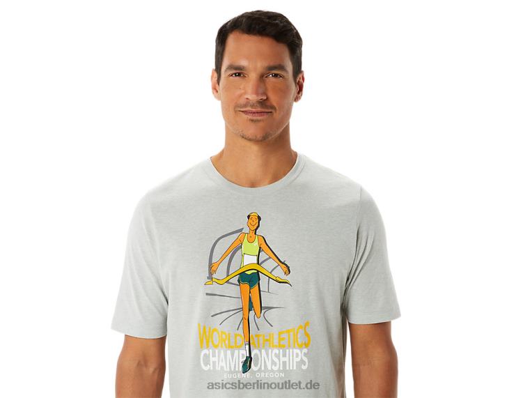 Kurzarmshirt mit Grafik für Herren BL4N1281Asics hellgraues Heidekraut