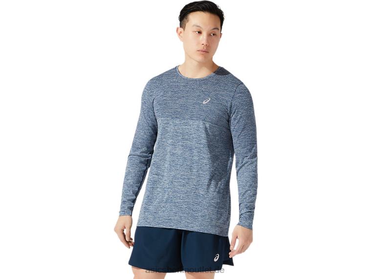 Nahtloses Herren-Renn-Langarmshirt BL4N1976Asics französisches Blau