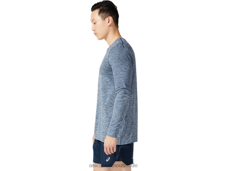 Nahtloses Herren-Renn-Langarmshirt BL4N1976Asics französisches Blau