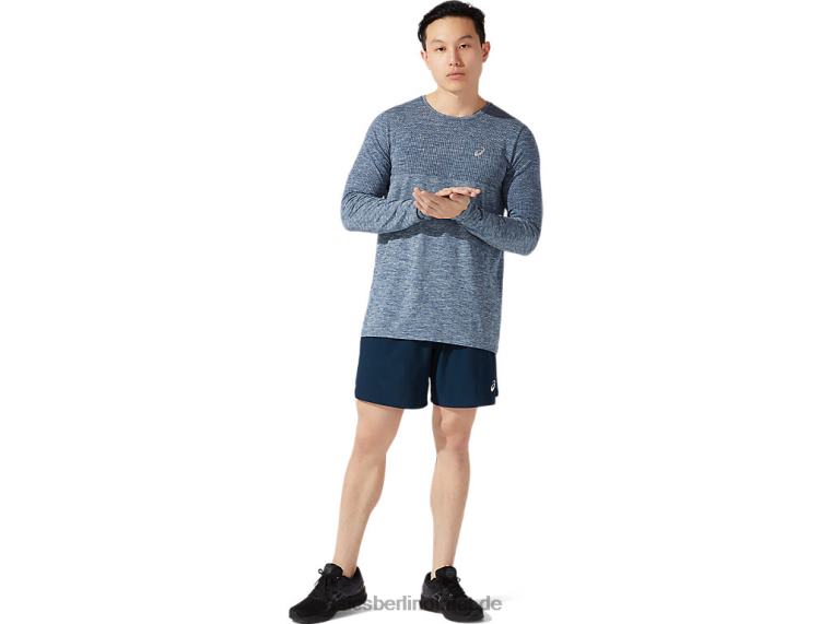 Nahtloses Herren-Renn-Langarmshirt BL4N1976Asics französisches Blau