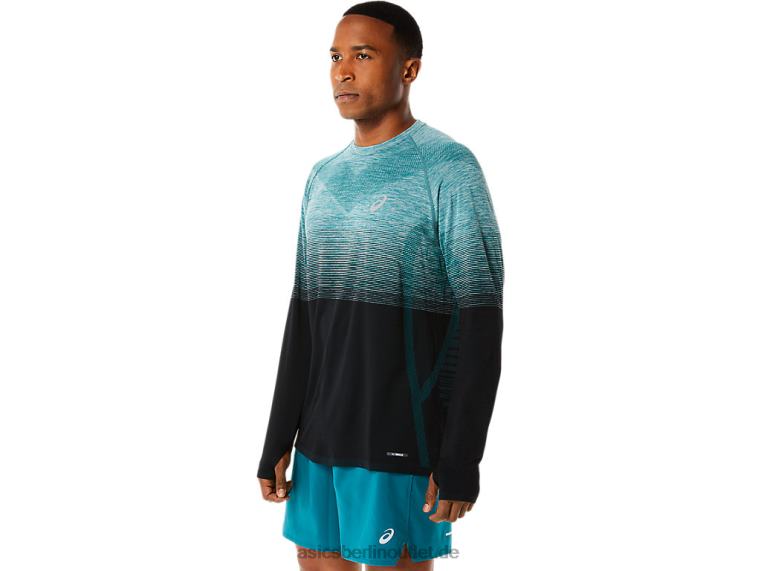 Nahtloses Langarm-Oberteil für Herren BL4N862Asics Samtkiefer/Performance-Schwarz