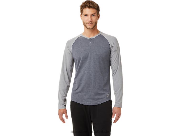 Perf Langarm-Henley für Herren BL4N2025Asics Trägergrau/Plattenfelsenheide