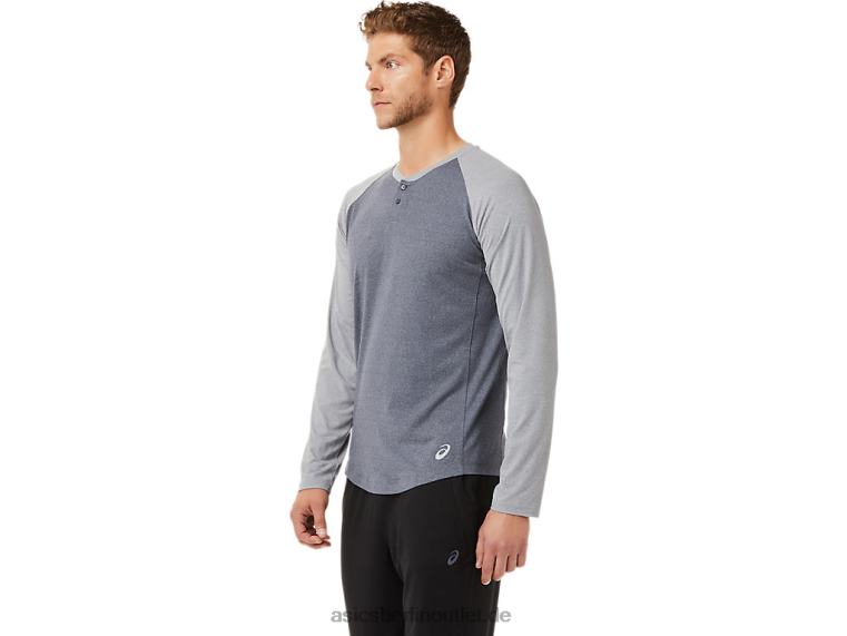 Perf Langarm-Henley für Herren BL4N2025Asics Trägergrau/Plattenfelsenheide