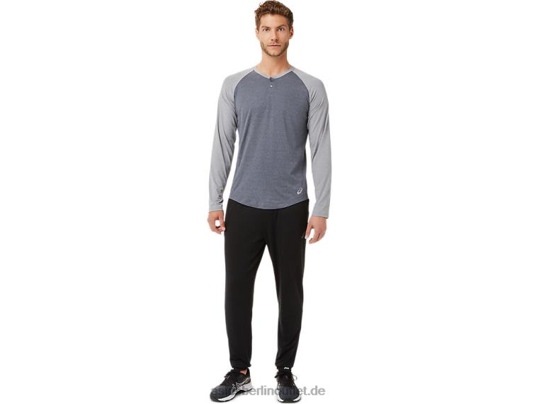 Perf Langarm-Henley für Herren BL4N2025Asics Trägergrau/Plattenfelsenheide