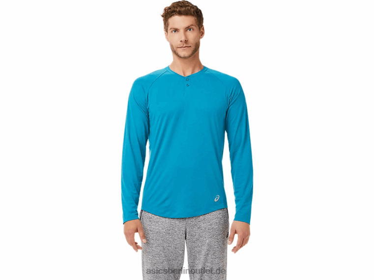 Perf Langarm-Henley für Herren BL4N2026Asics blaugrünes Heidekraut