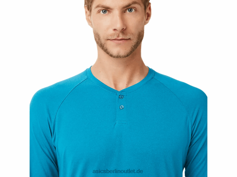 Perf Langarm-Henley für Herren BL4N2026Asics blaugrünes Heidekraut