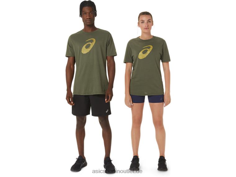 Pinsel-Kurzarm-T-Shirt BL4N1258Asics olivfarbene Leinwand