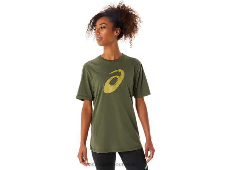 Pinsel-Kurzarm-T-Shirt BL4N1258Asics olivfarbene Leinwand