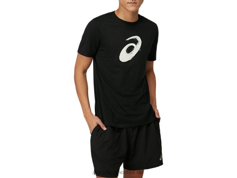 Pinsel-Kurzarm-T-Shirt BL4N2075Asics Leistung schwarz