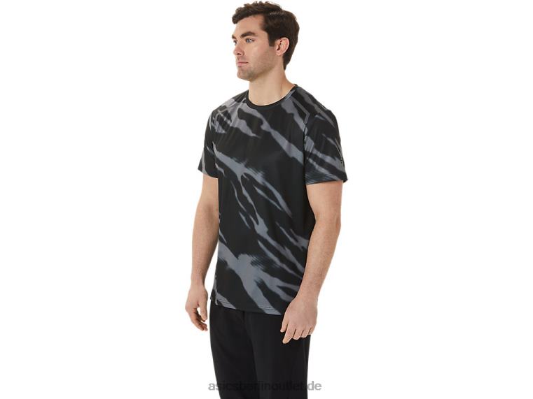 Saisonales, kurzärmliges Herrenoberteil mit Allover-Print BL4N1009Asics Performance-Schwarz/Graphitgrau