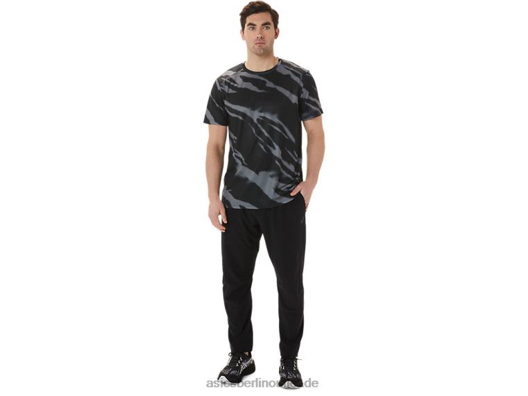 Saisonales, kurzärmliges Herrenoberteil mit Allover-Print BL4N1009Asics Performance-Schwarz/Graphitgrau