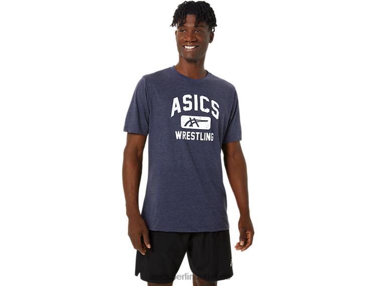 Unisex-Wrestling-Grafik-T-Shirt BL4N826Asics Peacoat-Heidekraut