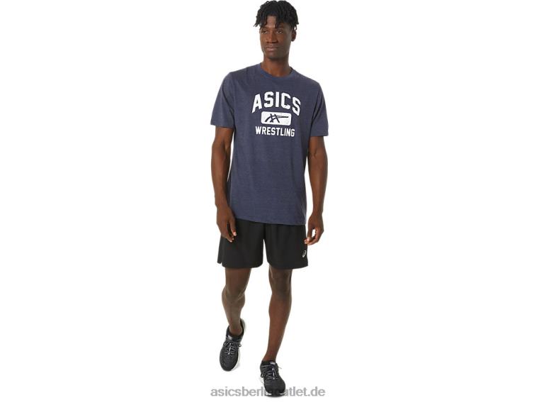 Unisex-Wrestling-Grafik-T-Shirt BL4N826Asics Peacoat-Heidekraut