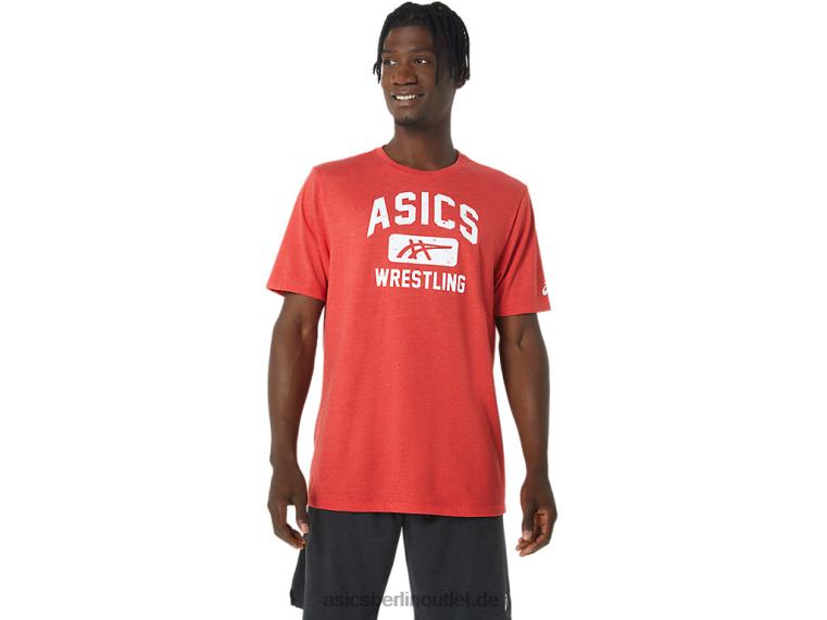 Unisex-Wrestling-Grafik-T-Shirt BL4N848Asics klassisches rotes Heidekraut