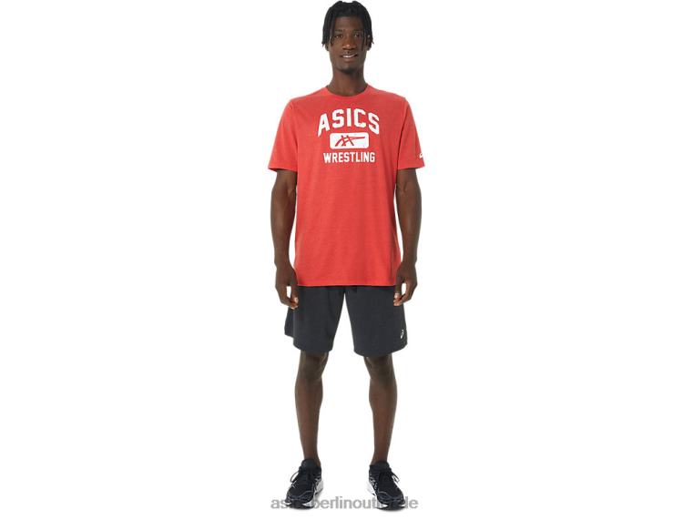 Unisex-Wrestling-Grafik-T-Shirt BL4N848Asics klassisches rotes Heidekraut