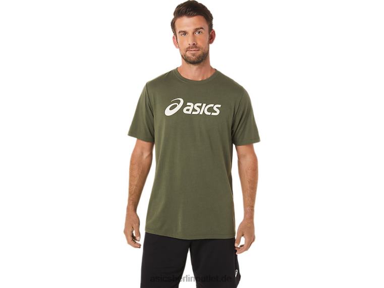 xg kurzärmliges Lockup-Logo-T-Shirt BL4N1655Asics olivfarbene Leinwand