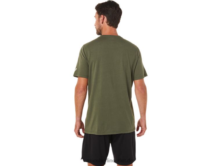 xg kurzärmliges Lockup-Logo-T-Shirt BL4N1655Asics olivfarbene Leinwand