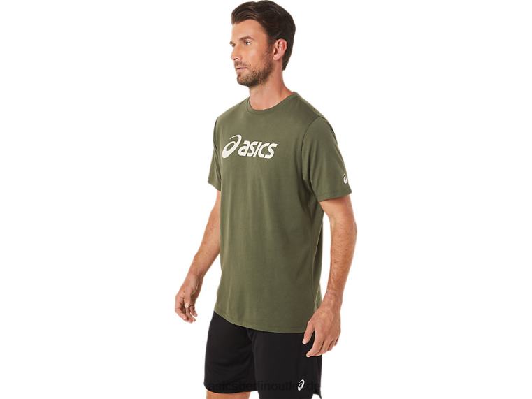 xg kurzärmliges Lockup-Logo-T-Shirt BL4N1655Asics olivfarbene Leinwand