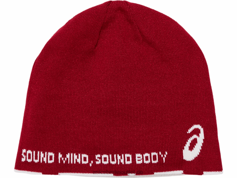 Unisex-Beanie-Handschuh-Set BL4N837Asics Birke/Cranberry